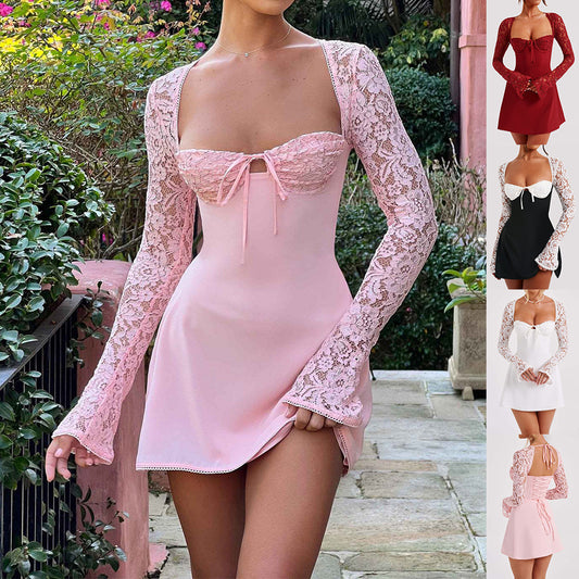 Andrea's™ | Spitzen-Minikleid mit langen Ärmeln