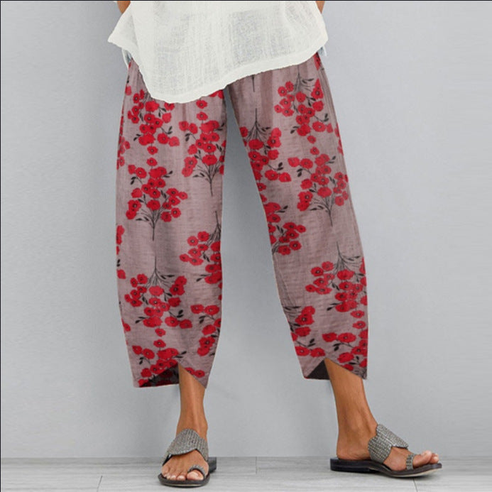 Retro-Hose mit Blumenmuster und weitem Bein von Andrea Serena