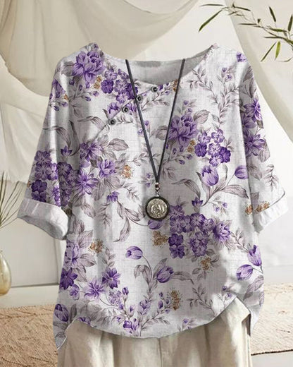 Andrea's™ | Blumen-t-shirt mit halben ärmeln