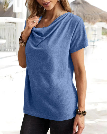 Andrea's™ | T-Shirt mit Wasserfallausschnitt und kurzen Ärmeln