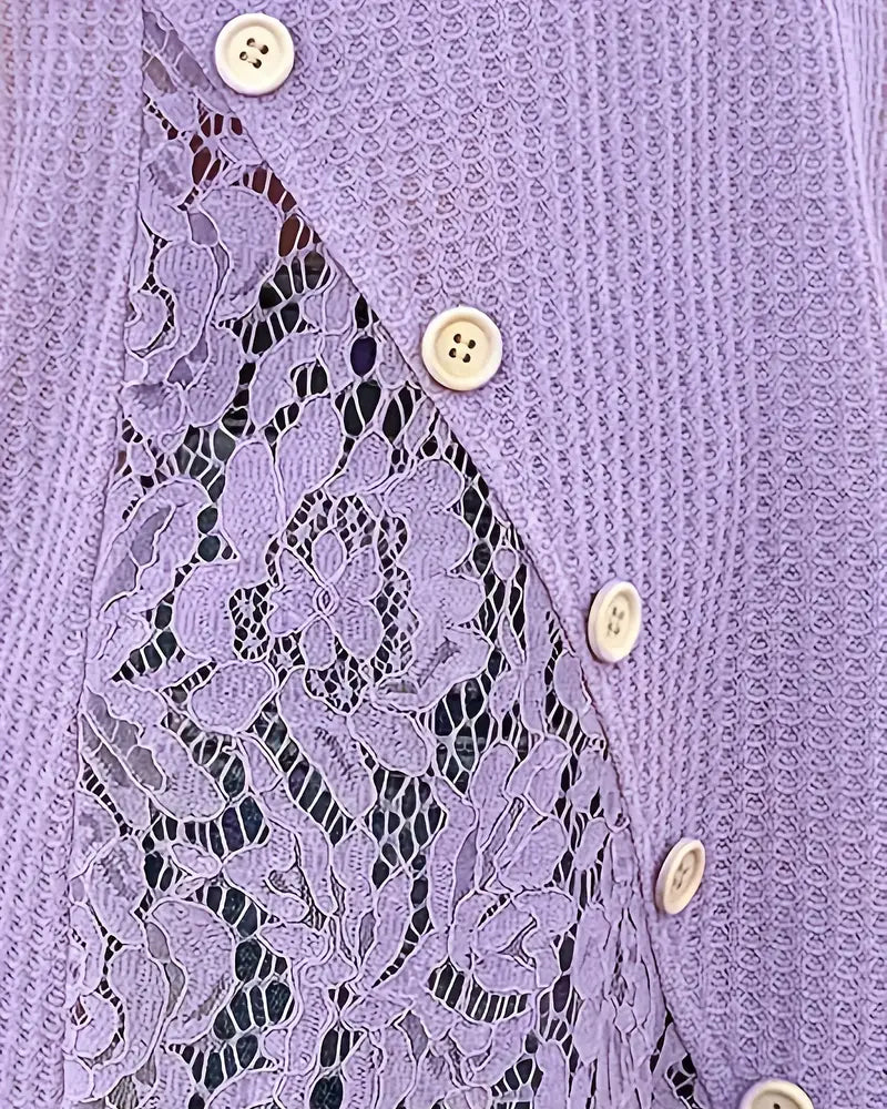 Andrea's™ | T-Shirt Spitzen Einsatz Gestrickt