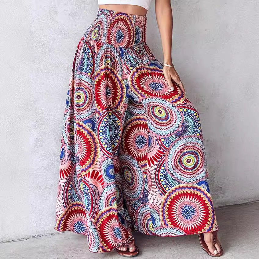 Retro-Hose mit Blumenmuster und weitem Bein von Andrea Serena