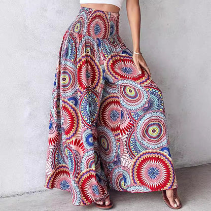 Retro-Hose mit Blumenmuster und weitem Bein von Andrea Serena