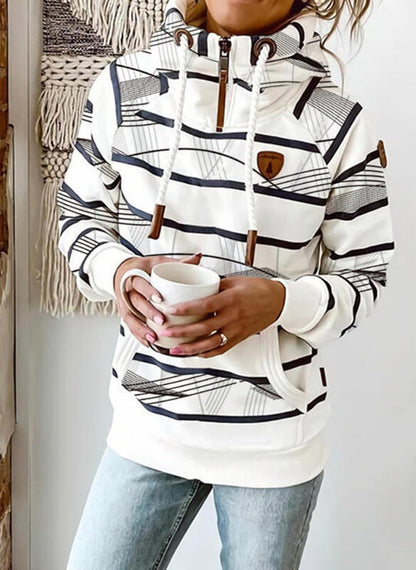 Andrea's™ | Gestreifter Kapuzenpullover mit langen Ärmeln