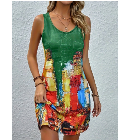 Sommerkleid von Andrea Serena mit lebhaftem Print und A-Linien-Muster