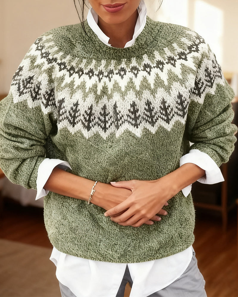 Andrea's™ | Retro lässiger Pullover mit Zahnmuster-Design