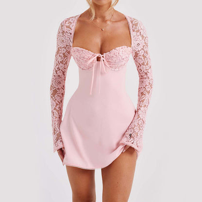 Andrea's™ | Spitzen-Minikleid mit langen Ärmeln