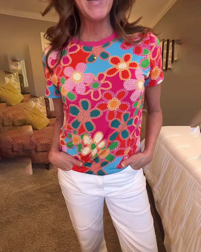 Andrea's™ | T-Shirt Slim Fit Kurzarm Bedruckt