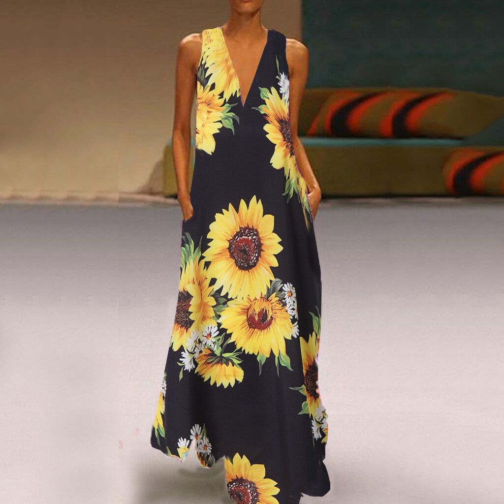 Ärmelloses Boho-Maxikleid von Andrea Serena mit Blumenmuster