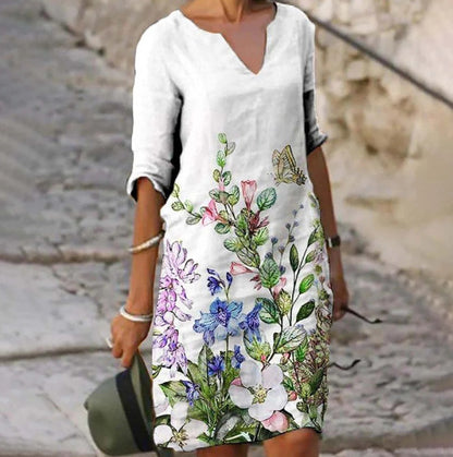 Andrea's™ | Geblümtes Kleid mit V-Ausschnitt