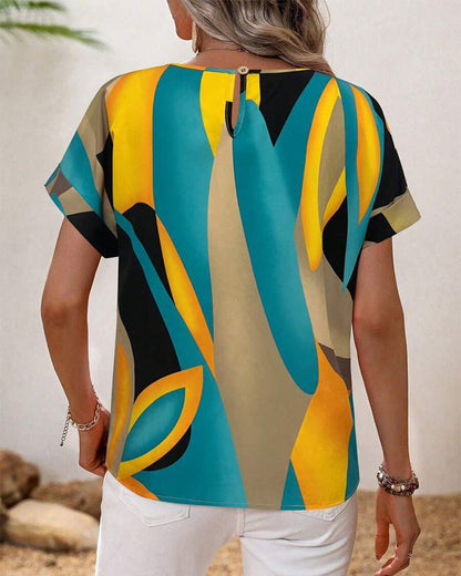 Andrea's™ | T-Shirt Rundhals Kontrastdruck