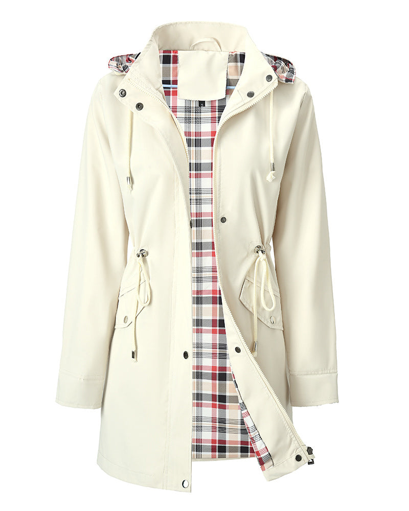 Andrea's™ | Damen Langer Wasserdichter Trenchcoat Mit Kapuze