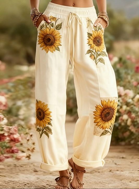 Boho Sunflower Andrea Serena Floral Lantern Pants
