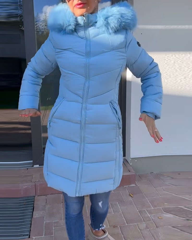 Andrea's™ | Lässige, einfarbige, wattierte jacke mit reißverschluss und tasche