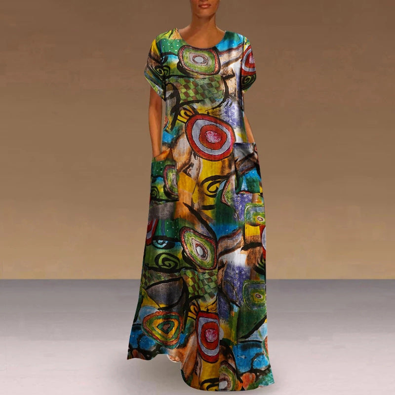 Vibrant Print Andrea Serena Swing Maxi Dress