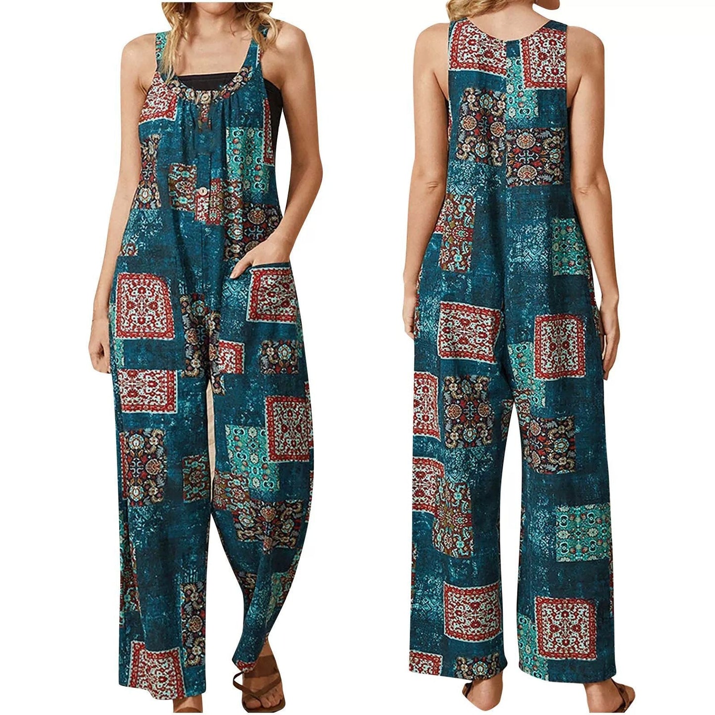 Vintage-Jumpsuit mit Andrea Serena-Print