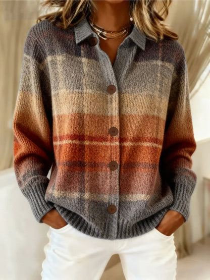 Gemütliche gestreifte Strickjackenbluse von Andrea Serena
