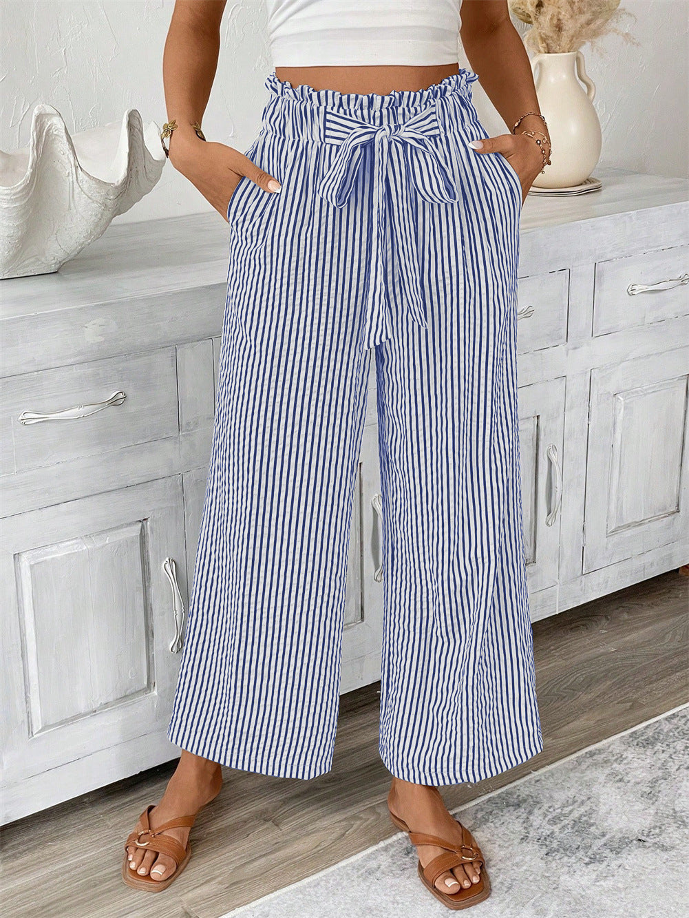 Gestreifte Hose mit geradem Bein von Andrea Serena