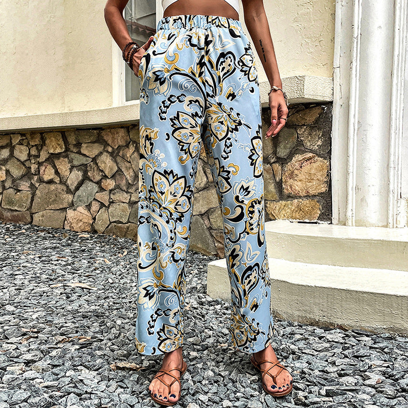 Hose mit Blumenmuster und geradem Bein von Andrea Serena