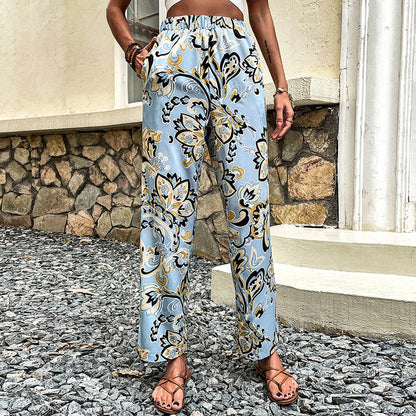 Hose mit Blumenmuster und geradem Bein von Andrea Serena