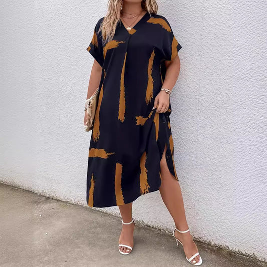 Modernes geometrisches Andrea Serena Dolman Maxikleid