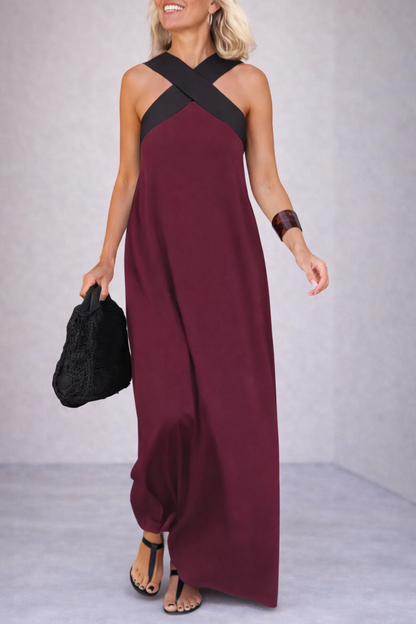 Andrea's™ | Cross Halter Flowing Maxi Dress