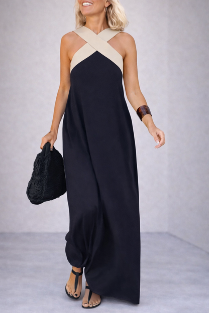 Andrea's™ | Cross Halter Flowing Maxi Dress