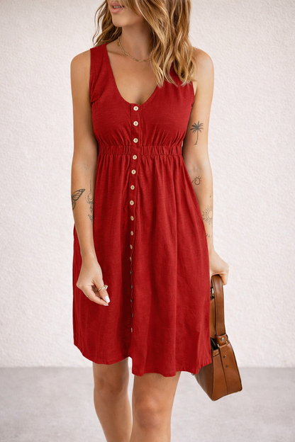 Andrea's™ | Minikleid mit Knopfleiste, schmaler Taille und V-Ausschnitt