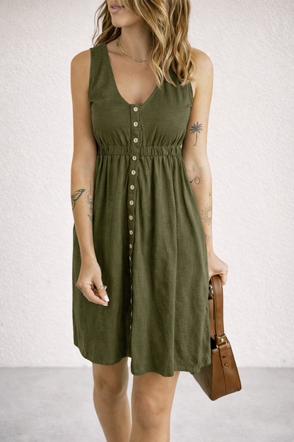 Andrea's™ | Minikleid mit Knopfleiste, schmaler Taille und V-Ausschnitt