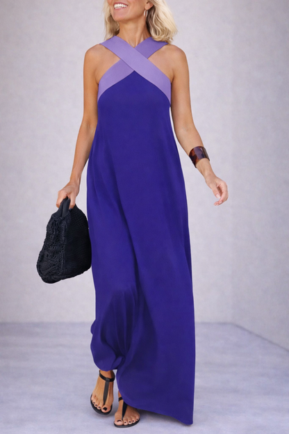 Andrea's™ | Cross Halter Flowing Maxi Dress