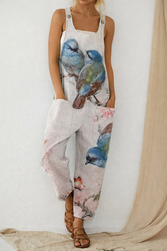 Andrea Serena Jumpsuit mit kunstvollem Print, lockere Hose