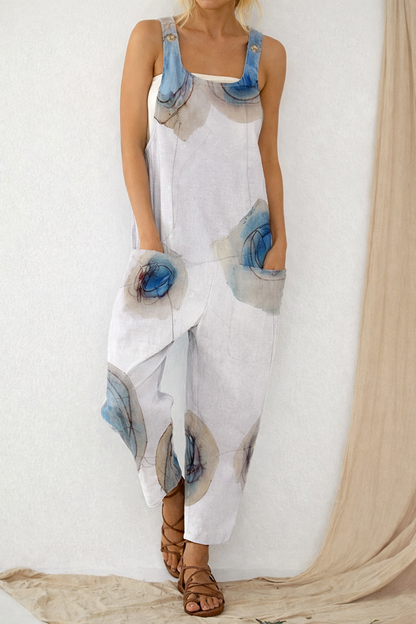 Andrea Serena Jumpsuit mit kunstvollem Print, lockere Hose