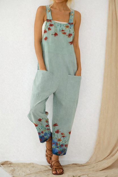 Andrea Serena Jumpsuit mit kunstvollem Print, lockere Hose
