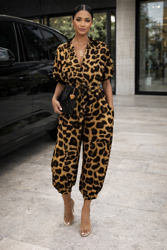 Schicker Jumpsuit mit Print von Andrea Serena, kurzärmelig