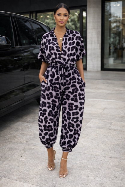Schicker Jumpsuit mit Print von Andrea Serena, kurzärmelig