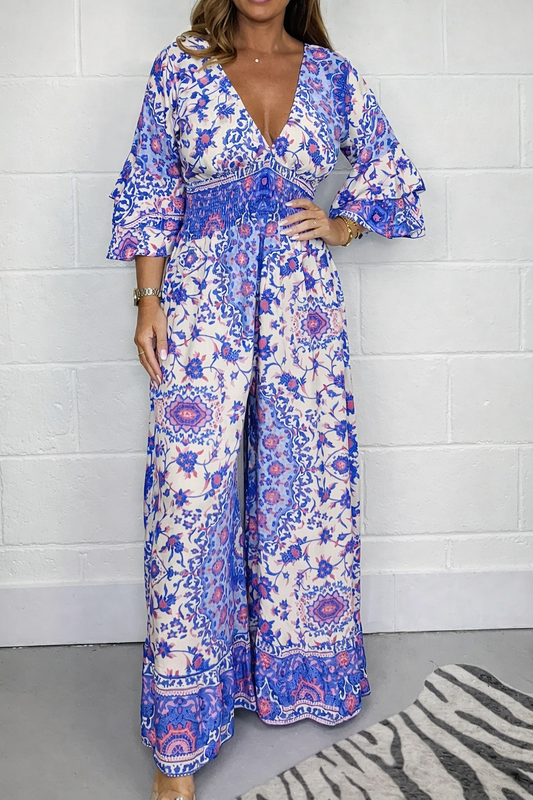 Boho-Jumpsuit von Andrea Serena in Übergröße mit Print