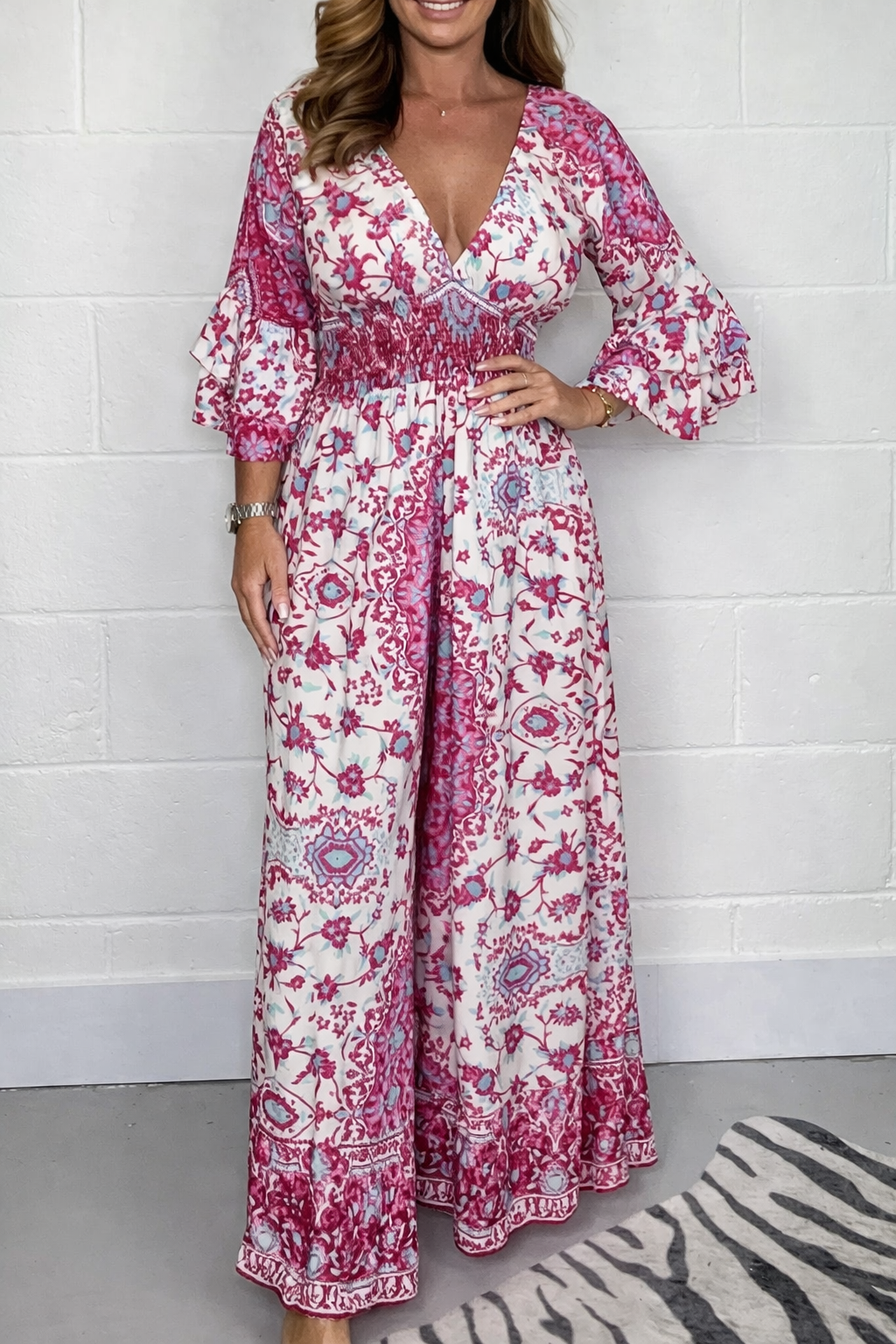Boho-Jumpsuit von Andrea Serena in Übergröße mit Print