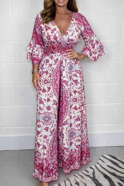 Boho-Jumpsuit von Andrea Serena in Übergröße mit Print