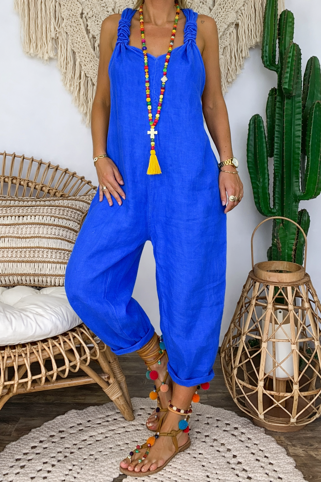 Lebendiger Baumwoll-Jumpsuit von Andrea Serena