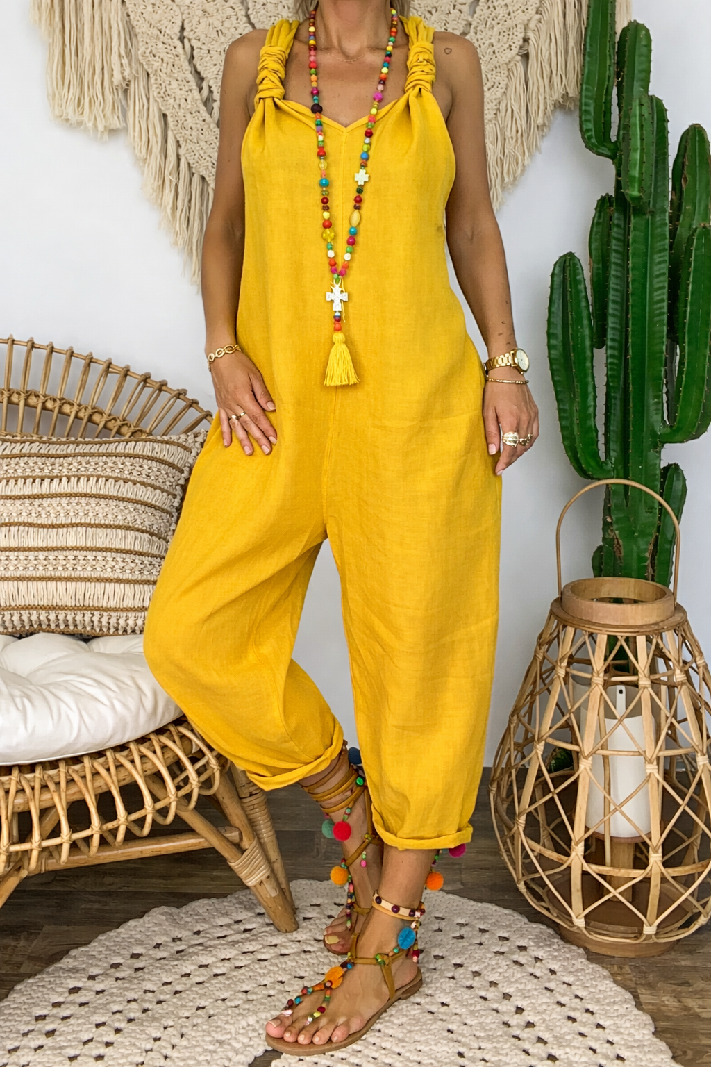 Lebendiger Baumwoll-Jumpsuit von Andrea Serena