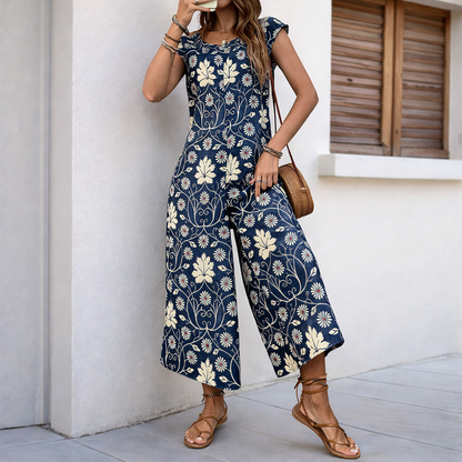 Geblümter Jumpsuit mit weitem Bein von Andrea Serena