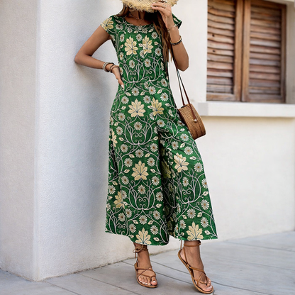 Geblümter Jumpsuit mit weitem Bein von Andrea Serena