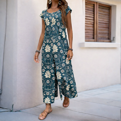 Geblümter Jumpsuit mit weitem Bein von Andrea Serena