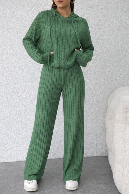 Gemütliches gestreiftes Andrea Serena Hoodie-Lounge-Set