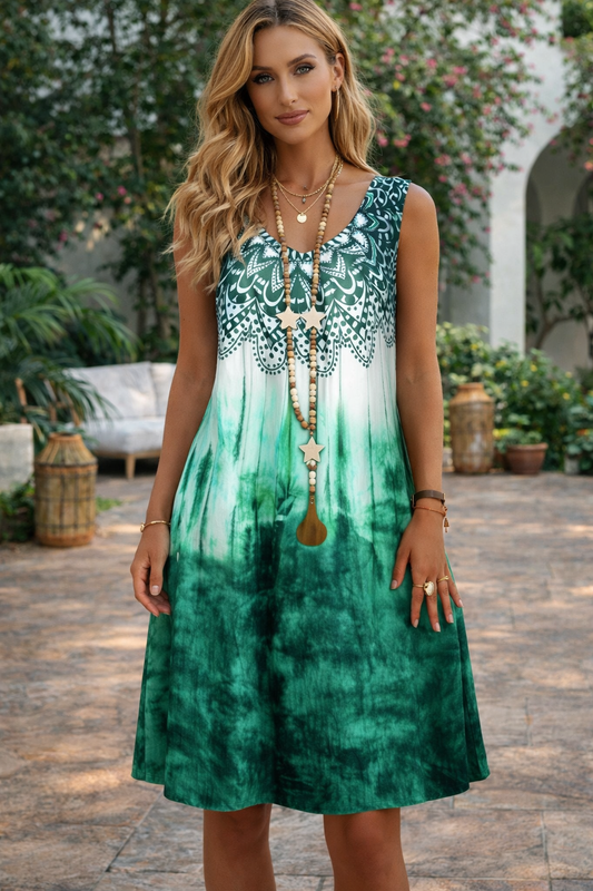 Ärmelloses Kleid mit Boho-Print von Andrea Serena