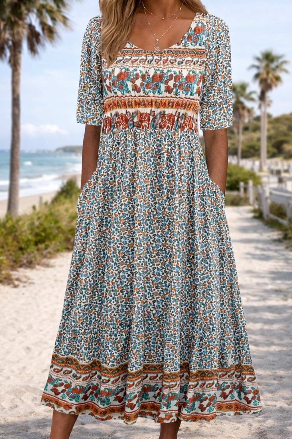 Sommerkleid von Andrea Serena im Boho-Blumenstil