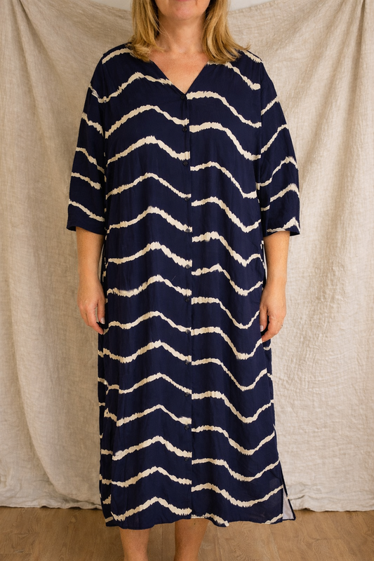 Retro Navy Andrea Serena Sommer-Cardigankleid