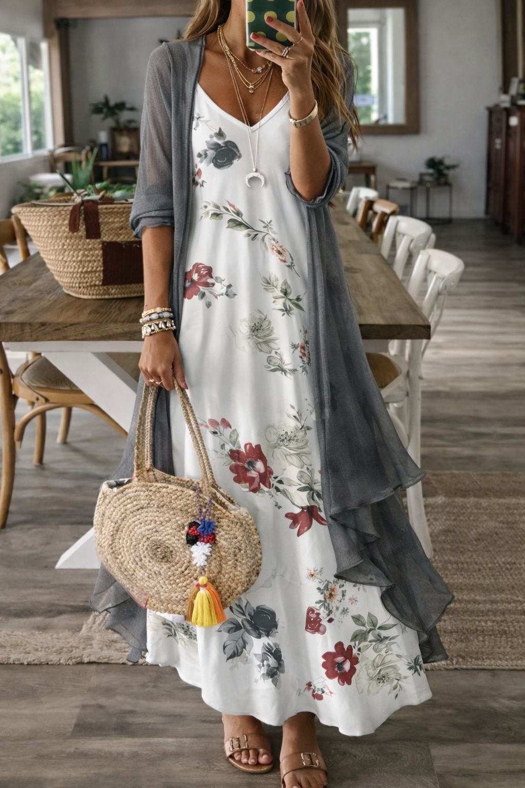 Sommerkleid „Andrea Serena“ mit Blumenmuster und Trägern