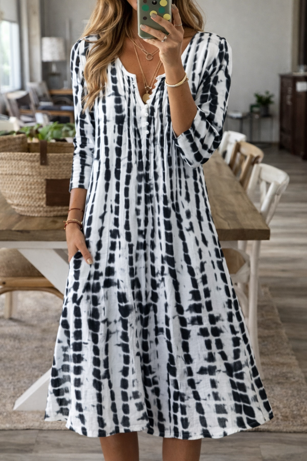 Elegantes Andrea Serena Midi-Kleid in A-Linie für jeden Tag