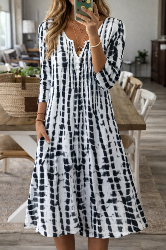 Elegantes Andrea Serena Midi-Kleid in A-Linie für jeden Tag